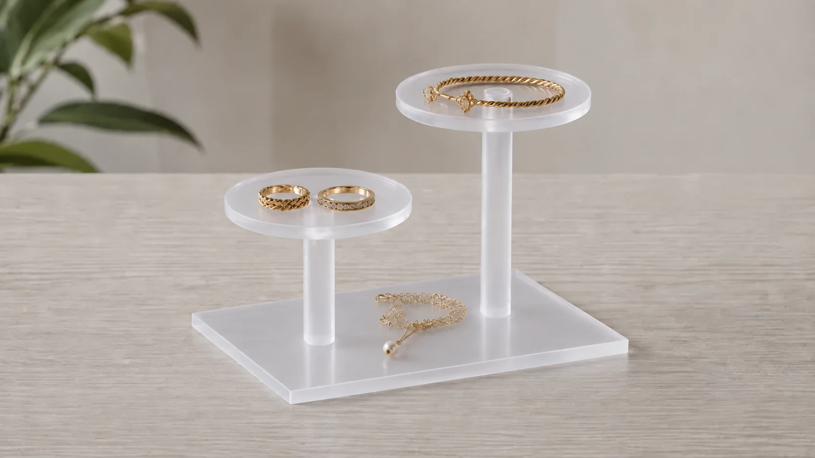 Expositor acrílico doble para joyas y pequeñas figuras